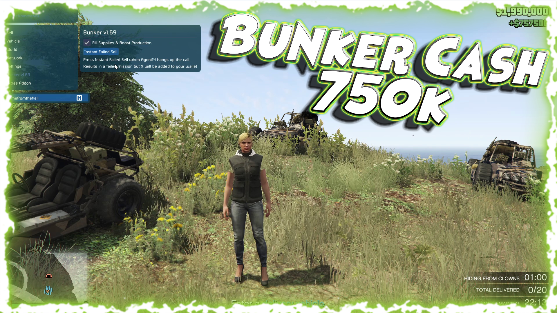 GTA V 1.69 Bunker Instant Fail But Earn 750k/Sec Script for Yim