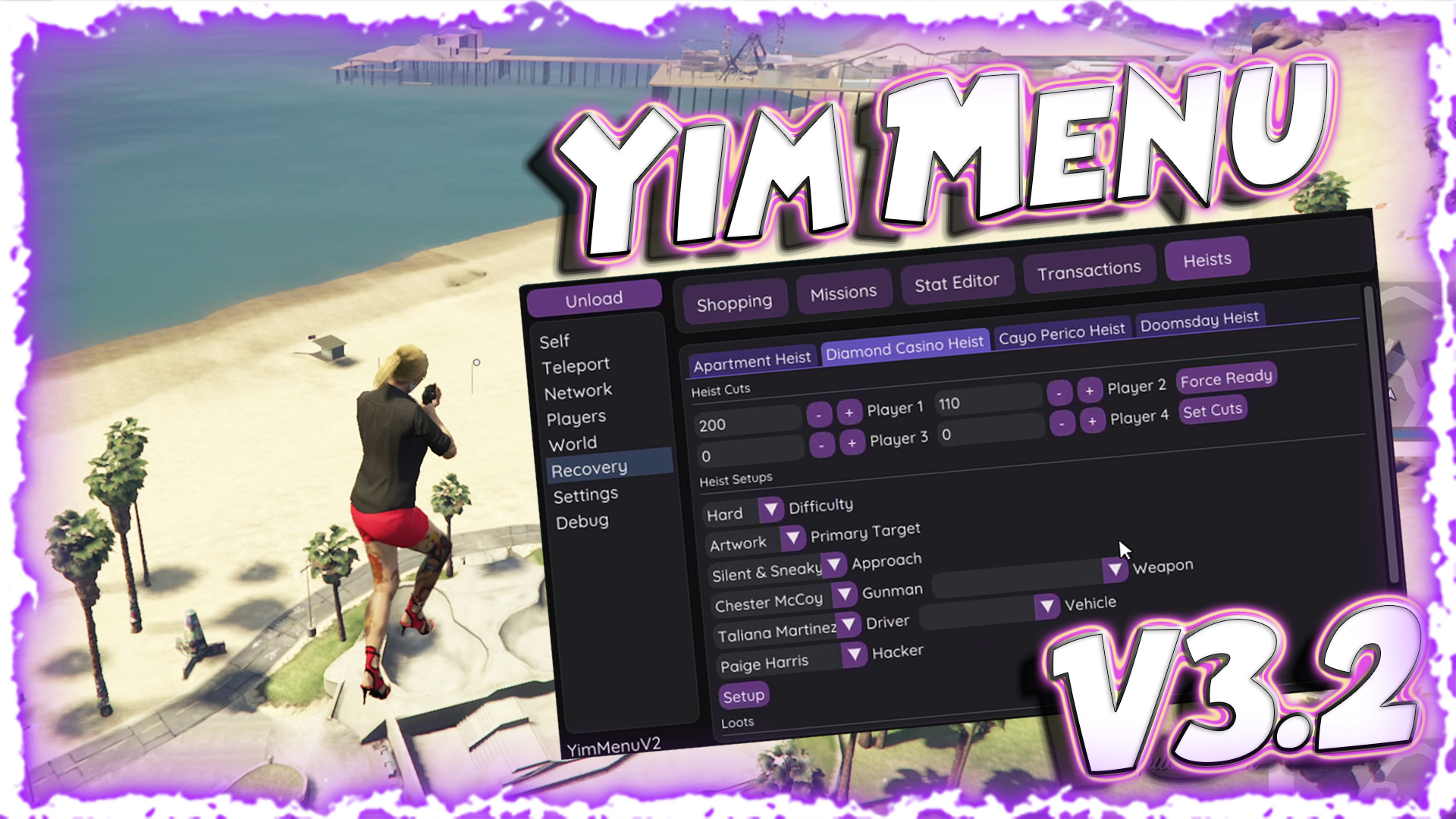 Yim 2.1 v3.2 for Enhanced Unlock GTA+ Free, Casino Heists, Cayo Perico Heists, Other Heists Skipper + Added Recovery Mehtods