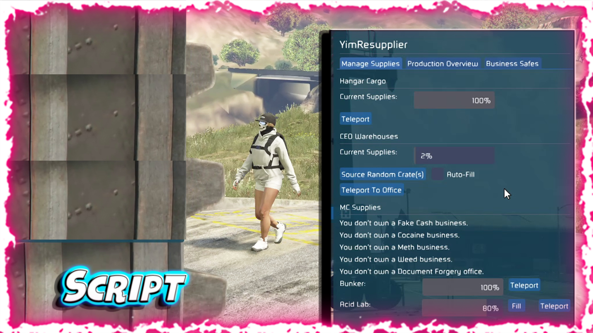 Yim Resupplier Script for Legacy GTA5 DLC 1.71 Resupply Business Cargo, Warehouse Cargo, Acid Labs..